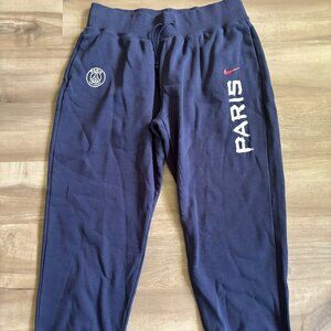 Nike Women's PSG Fleece Sweatpants Blue Faded Logo Design Oversized High Rise XL